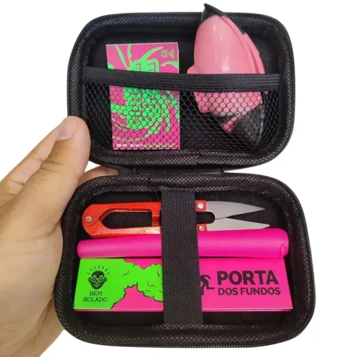 Kit Puff Flow com case aberta e acessorios organizados