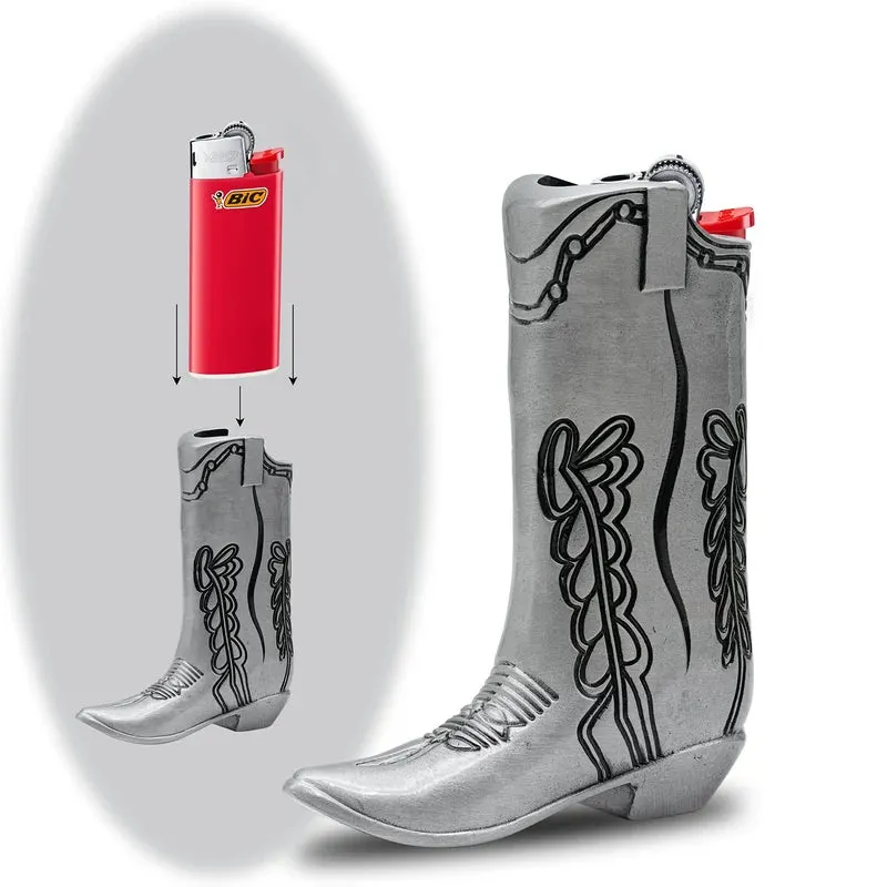 Porta-Isqueiro BIC Mini J5 Bota Cowboy Prata