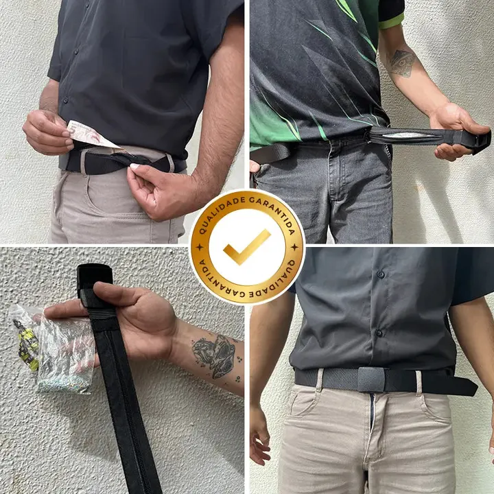Cinto com Esconderijo TripSafe Preto em uso na cintura