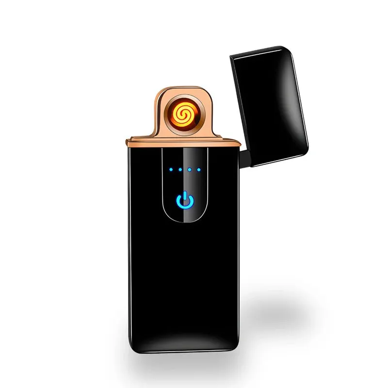 Isqueiro Eletrico Recarregavel USB Touch Preto