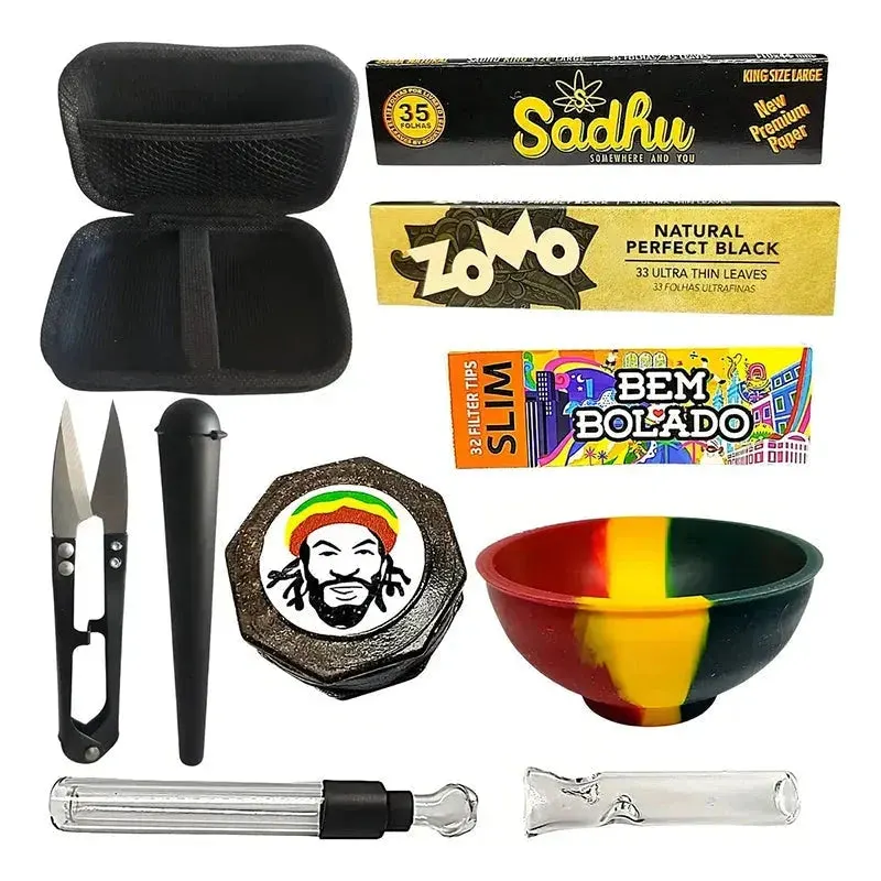 Kit Puff Rasta 9 Itens com Case