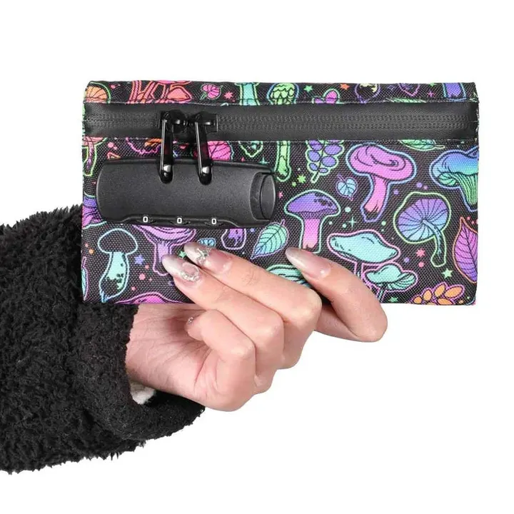 Mushroom Stealth Bag bolsa anti odor com senha estampa cogumelos