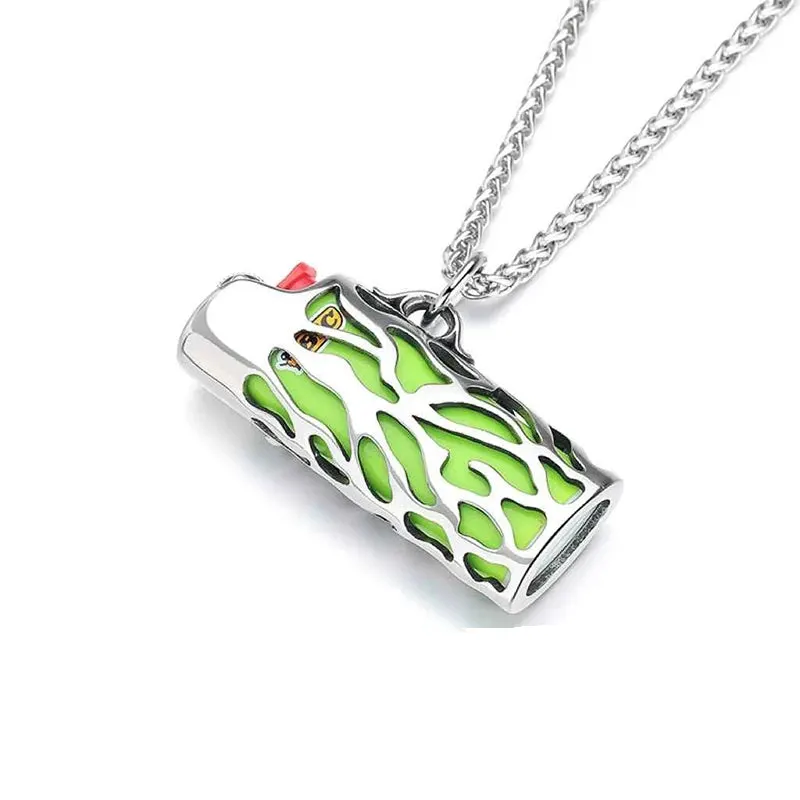 Porta-Isqueiro BIC com Colar Chama Verde