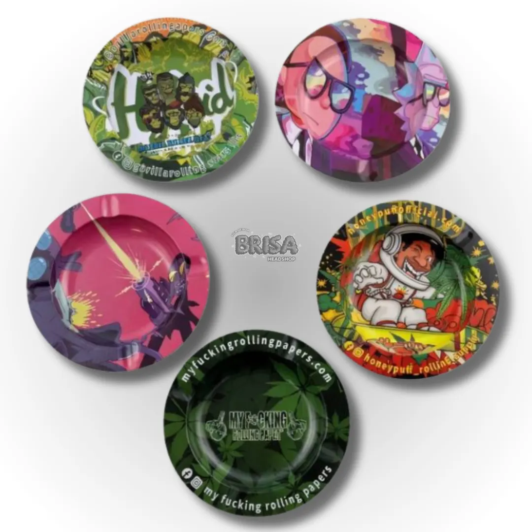 Cinzeiro de Metal Redondo com Estampas Sortidas