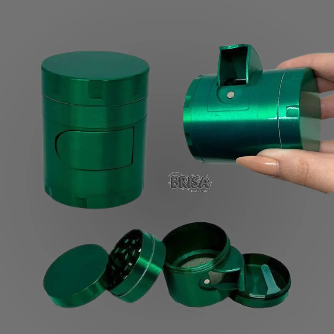 Dichavador De Metal 4 Partes C/ Dispenser - Verde