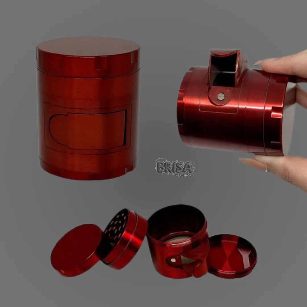 Dichavador De Metal 4 Partes C/ Dispenser - Vermelho