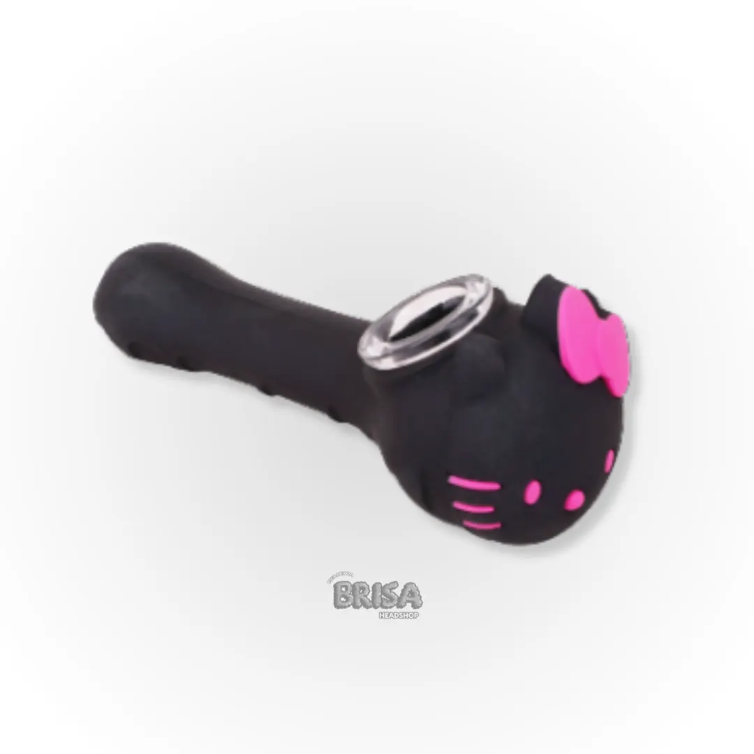Pipe de Silicone Hello Kitty Preto com Bowl de Vidro